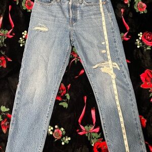 Levi's Light Blue Distressed Straight Leg Jeans